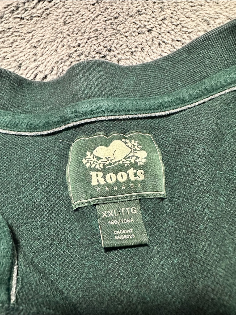 Roots Canada Dark Green Cotton Polo Shirt Pocket Leather Logo Men’s XXL - Picture 3 of 5